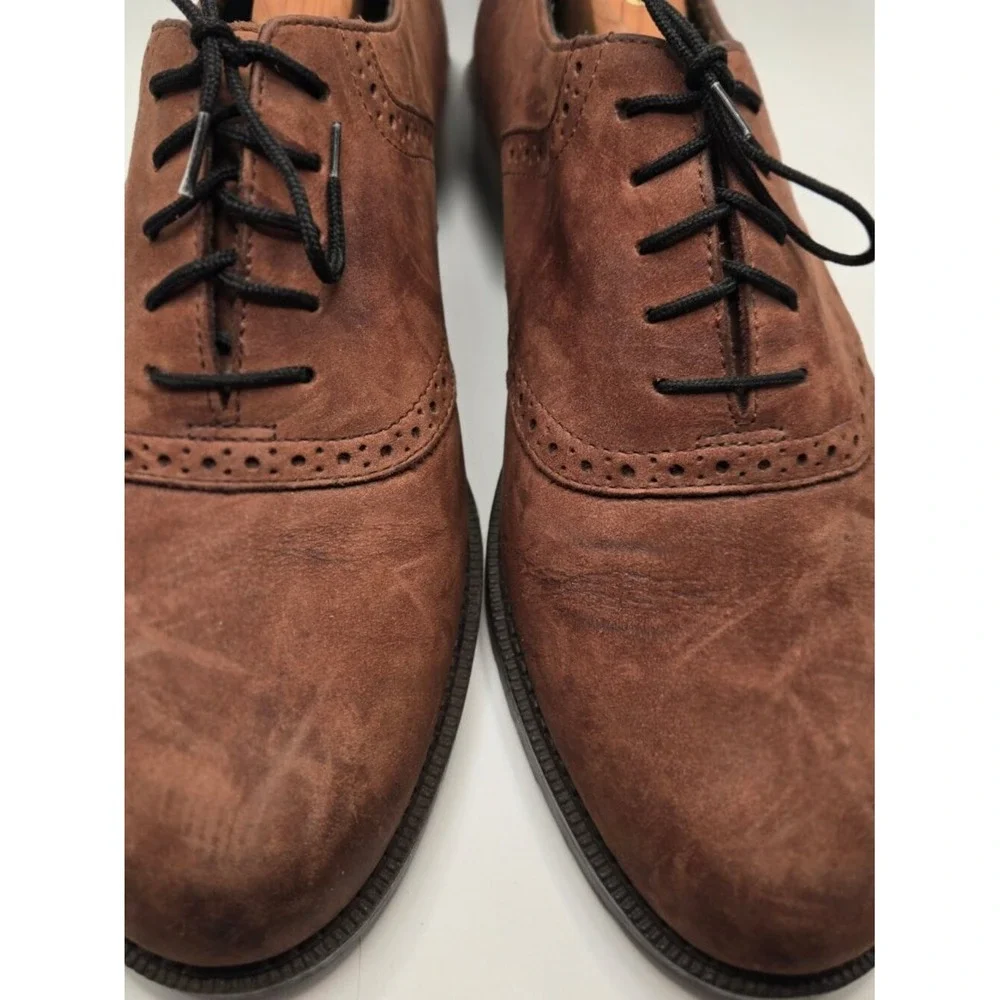 Dockers Oxford Shoes Mens 10 Brown Good Suede Brogue Lace Up Dress Casual (S6)